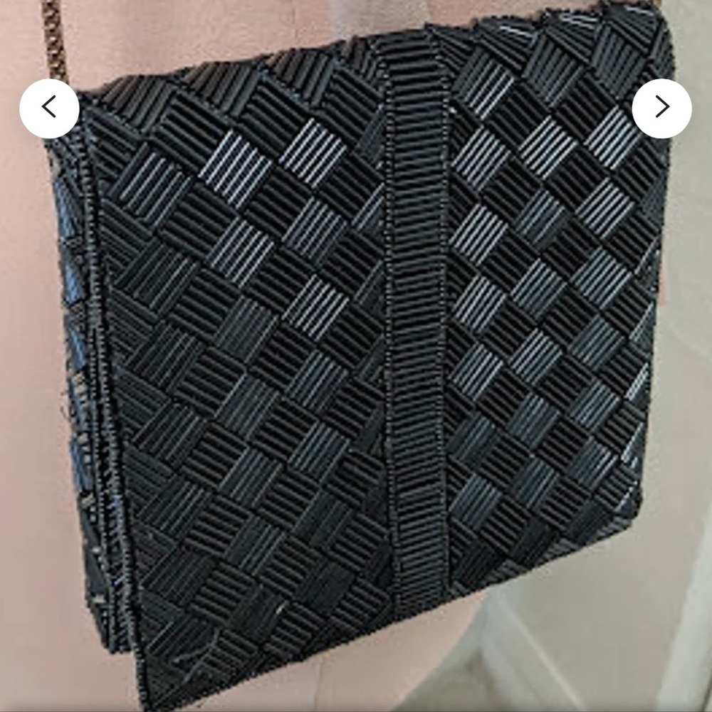 Vintage Walborg Black Beaded Sm Evening Purse. Sm Beaded Cross Body Formal Bag.